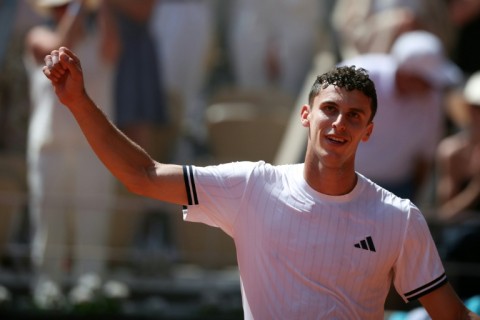 Argentina's Juan Manuel Cerundolo celebrates the biggest win of his career