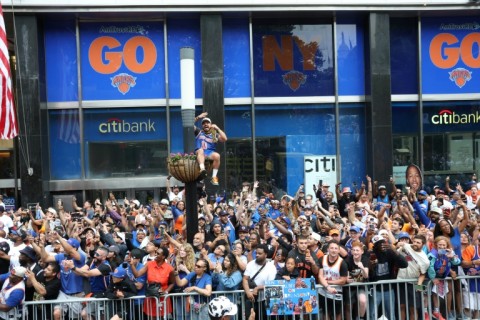 The Knicks parade drew a huge security detail of New York police officers