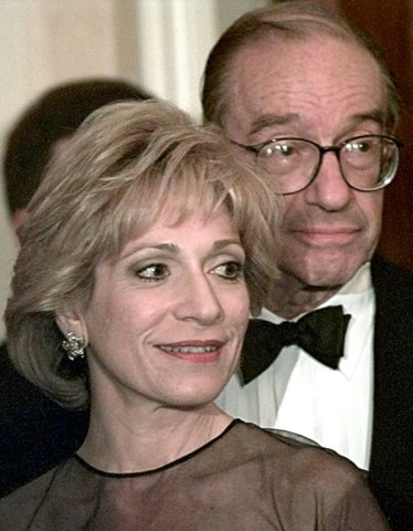 Alan Greenspan and Andrea Mitchell, seen here in 1999, were one of Washington's ultimate power couples