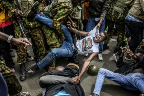 Protesters in the Kenyan capital were arrested outside the parliament building