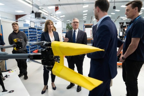 Starmer and UK finance minister Rachel Reeves visited Malloy Aeronautics to mark the publication of long-delayed Defence Investment Plan (DIP) to fund Britain's future defence needs, with increased money for drones and autonomous systems