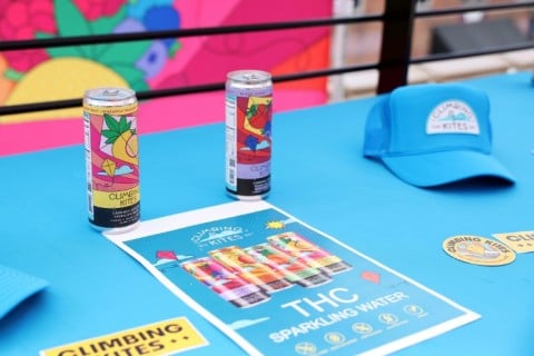 Climbing Kites, seen on display at a music festival in 2024, is one of several brands of hemp-derived THC products now on the market
