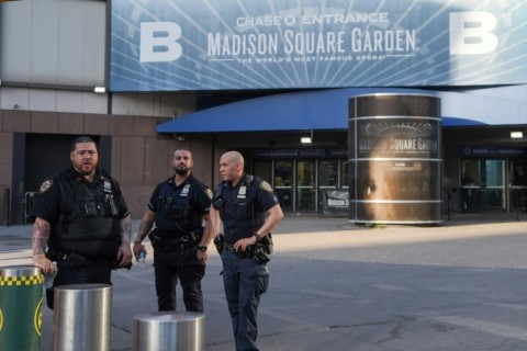 New York police officers were stationed outside Madison Square Garden