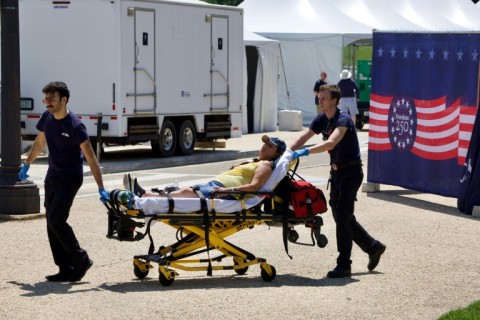 Emergency medical workers had to help multiple people suffering under the extreme heat