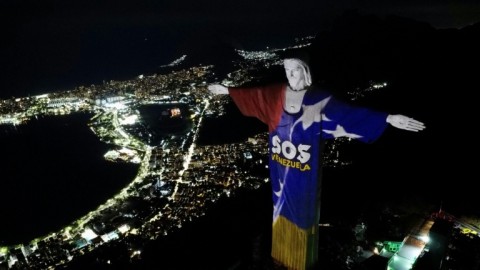 Rio's Christ the Redeemer monument was lit in solidarity with Venezuela on Thursday night
