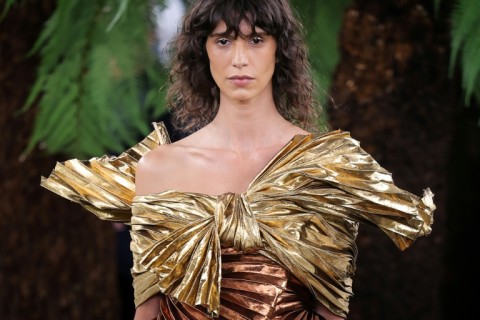 A model in one of Anderson's latest pleated creations