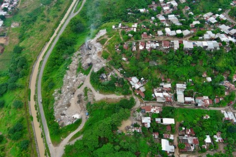 This aerial view shows what is popularly known as the Ecuador's Canal de la Muerte (Death Canal) because bodies are regularly found there