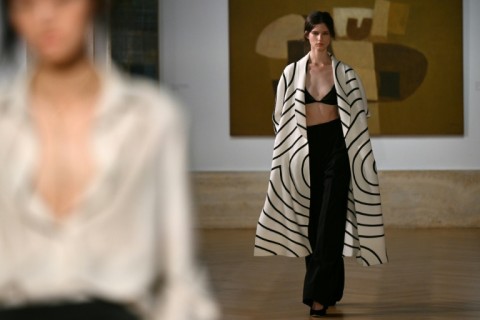 Swirls and diagonals popped up throughout the collection