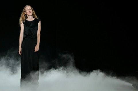 Dutch fashion designer Iris van Herpen at the end of her show