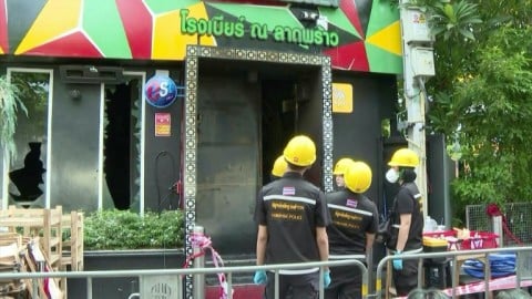Investigators were inspecting the site of the deadly Bangkok bar fire that killed 27