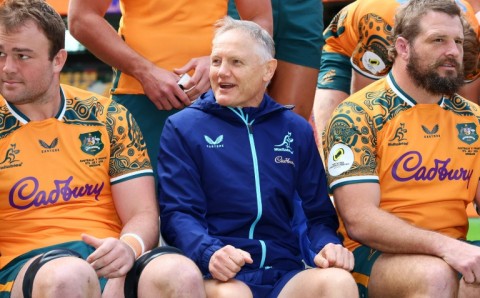 Australia's clash with Italy in Perth will be the last for coach Joe Schmidt (C)