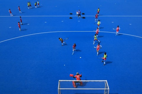 India's hockey aquads train at the Sports Authority of India centre in Bengaluru