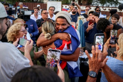 Cuban dissident Luis Manuel Otero Alcantara flew to Miami to go into exile in the United States, after serving a five-year prison term in Cuba for disturbing the public order, among other charges