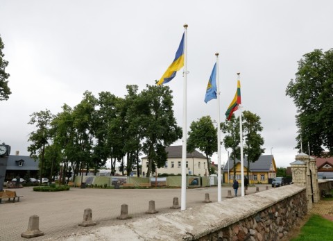 The excavation site in the city center of Vievis, Lithuania, is pictured on July 20, 2026