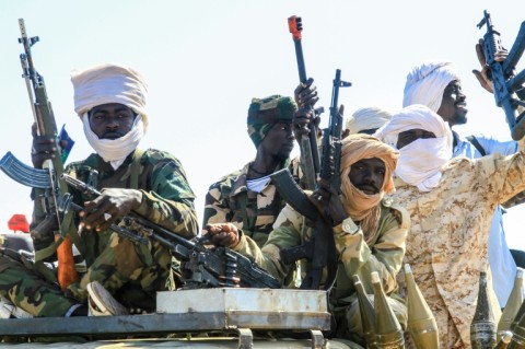 Fighters of the Sudan Liberation Movement, a Sudanese rebel group active in Sudan's Darfur State which supports the army