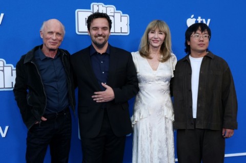 Left to right: Ed Harris, Jake Johnson, Mary Steenburgen and Aaron Chen at the premier of "The Dink" in Los Angeles