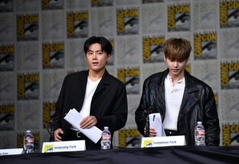 Fans screamed for members of K-pop group Enhypen Jongsung Park and Sunghoon Park during San Diego Comic-Con International