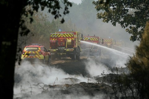 Fire trucks were hard at work in the area of Marcheprime southwest of Bordeaux