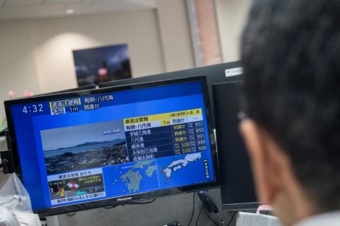Shaking continued for about half an hour after an earthquake with a magnitude of 7.1 hit southwest Japan, an NHK staffer said