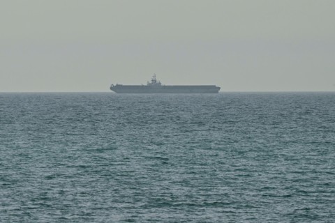 A ship is seen off the coast of Ras al-Khaimah