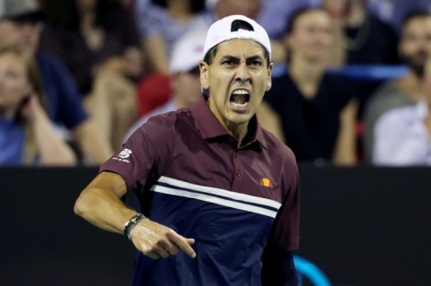 Alejandro Tabilo of Chile celebrates a point during his Washington Open quarter-final win over second-seeded American Ben Shelton