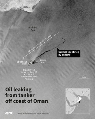 Oil leaking from tanker off the coast of Oman