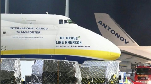 The drone was found near a Ukrainian-flagged Antonov plane