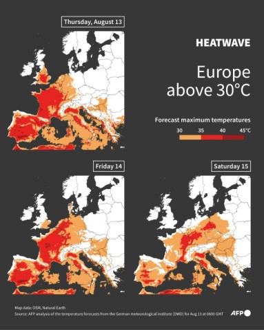 Heatwave: Europe above 30°C