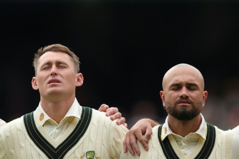 Australia's Marnus Labuschagne (L) and Jake Weatherald face being axed for Australia's 2nd Test against Bangladesh