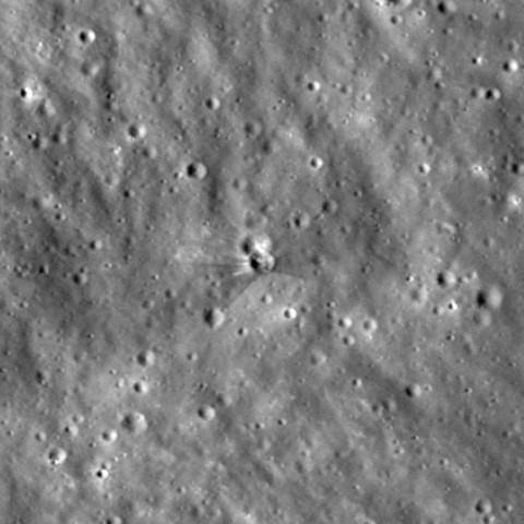 NASA's image of the Moon's surface where a SpaceX rocket struck and left a 60-foot wide crater that is 10 feet deep