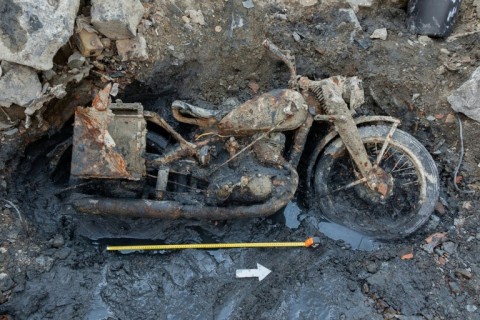 In Budapest, a motorbike of Germany's Nazi armed forces and the remains of two German soldiers were found