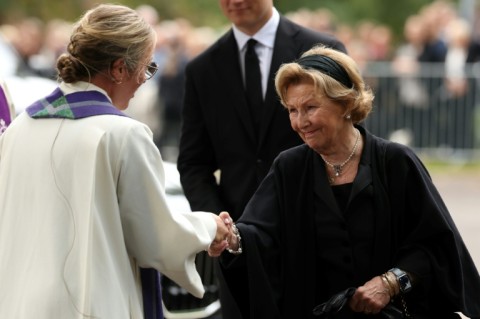 The late king's widow Queen Sonja attended the memorial service for her husband