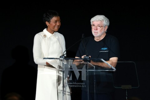 George Lucas, 82, describes the museum built with his wife and business partner, Mellody Hobson, as the 'people's temple of art'