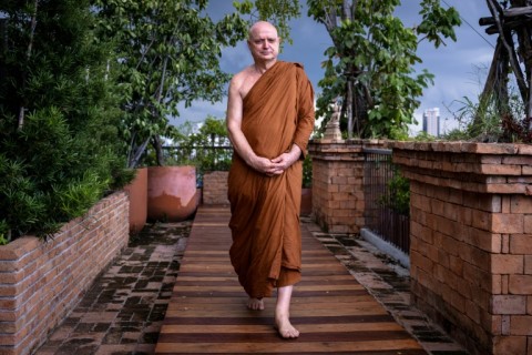 British and Thai Buddhist monk Shaun Chiverton, now known as Ajahn Jayasaro, walks along a meditation path in Bangkok on September 1, 2026