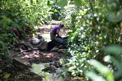 Rivers and streams in El Matazano, El Salvador, have dried up somewhat due to El Nino