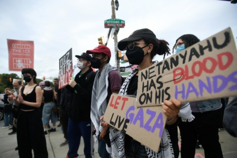 Pro-Palestinian protesters rally near Lincoln Financial Field ahead of Ed Sheeran's concert