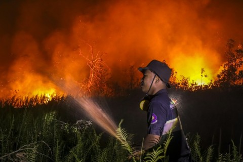 Peatland fires raging in Indonesia are responsible for much of the dry season haze