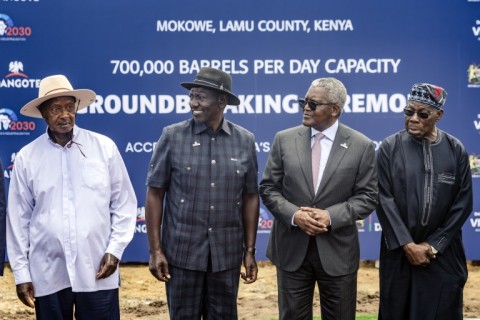 In September, Dangote (2nd R) opened a 700,000 bpd refinery in Kenya alongside several African leaders