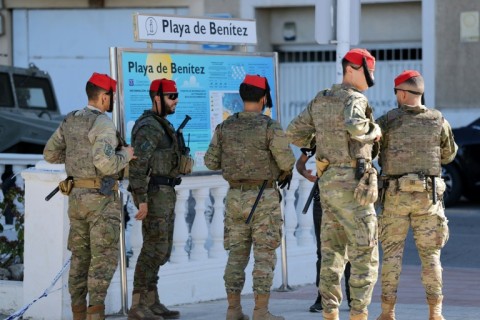 Police and soldiers have been deployed to the streets of Ceuta for the Spanish royals' visit