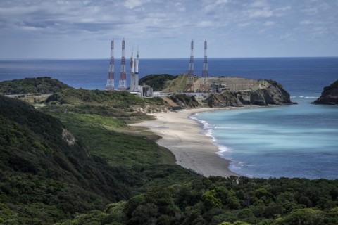 Launch pads are seen at the Tanegashima Space Center in Minamitane, Kagoshima prefecture on August 13, 2026