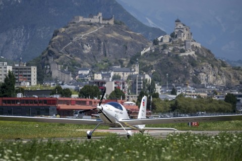 Pilot Raphael Domjan's record flight took off from Sion airport