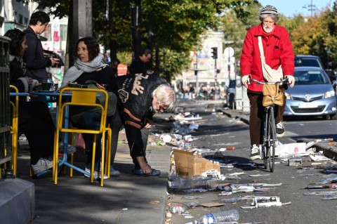 The debris and scars of the protests were evident on Sunday in Paris and many other cities