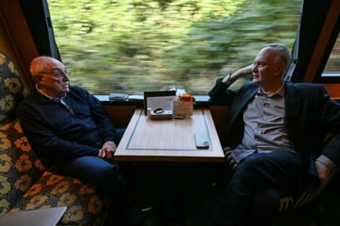 French writer Herve Le Tellier (R) described the process as akin to "synchronised swimming"