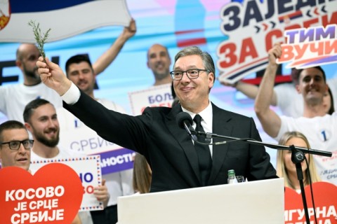 Vucic has stepped down as president in order to run for prime minister in the election