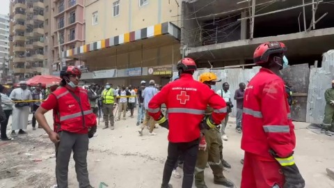 Red Cross on site after multi-storey building collapses in Nairobi