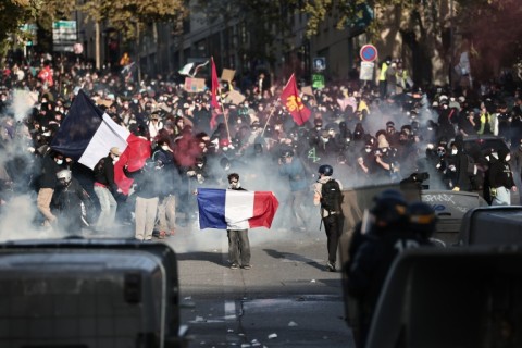 Demonstrations across France on Saturday degenerated into clashes