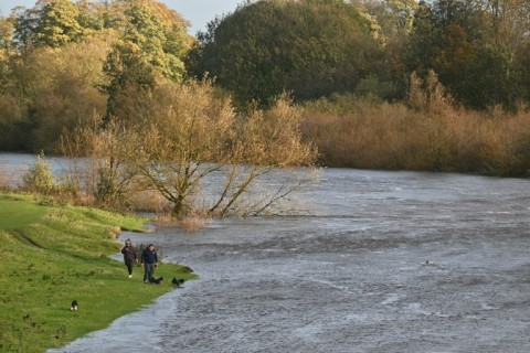 Storms swelled rivers in northern England, as well as cutting power and forcing the cancellation of flights