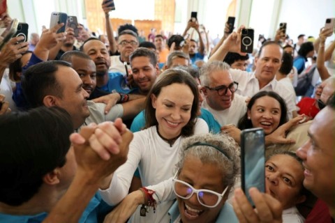 Venezuelan opposition leader Maria Corina Machado arriving at the Church of Santa Rosa in Barquisimeto, Venezuela on October 25, 2026