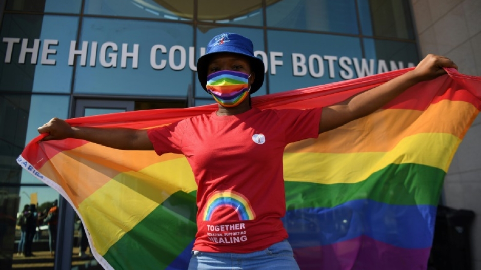 Rainbow campaign: Activists gathered outside the Botswana High Court on October 12 to press their case