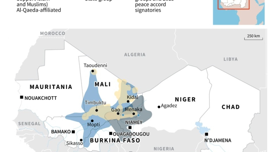 Armed groups' zones of influence in the Sahel